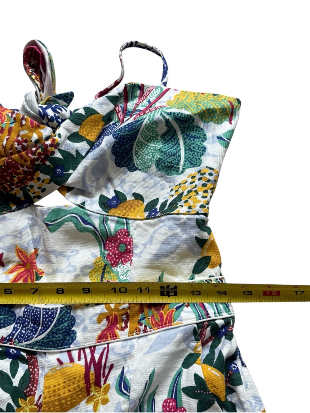 Maeve Anthropologie Botanical Lemon Print Cutout Wide Leg Jumpsuit 6 Maximalist - Picture 12 of 16
